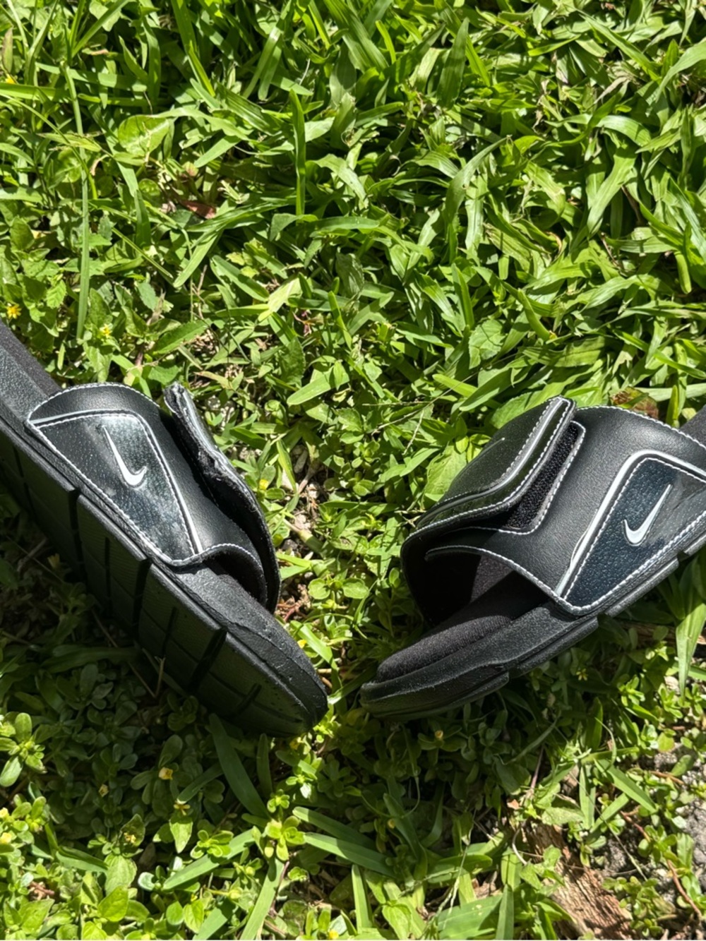 Nike Comfort Slide 2 Sandals Black Silver Slides Mens 8 Memory Foam 415205-002